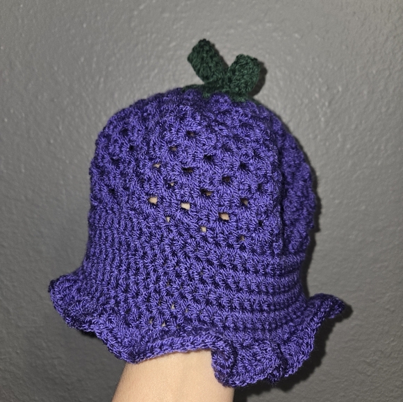 Cottage Core Grape Crochet Bucket Hat - Picture 3 of 12
